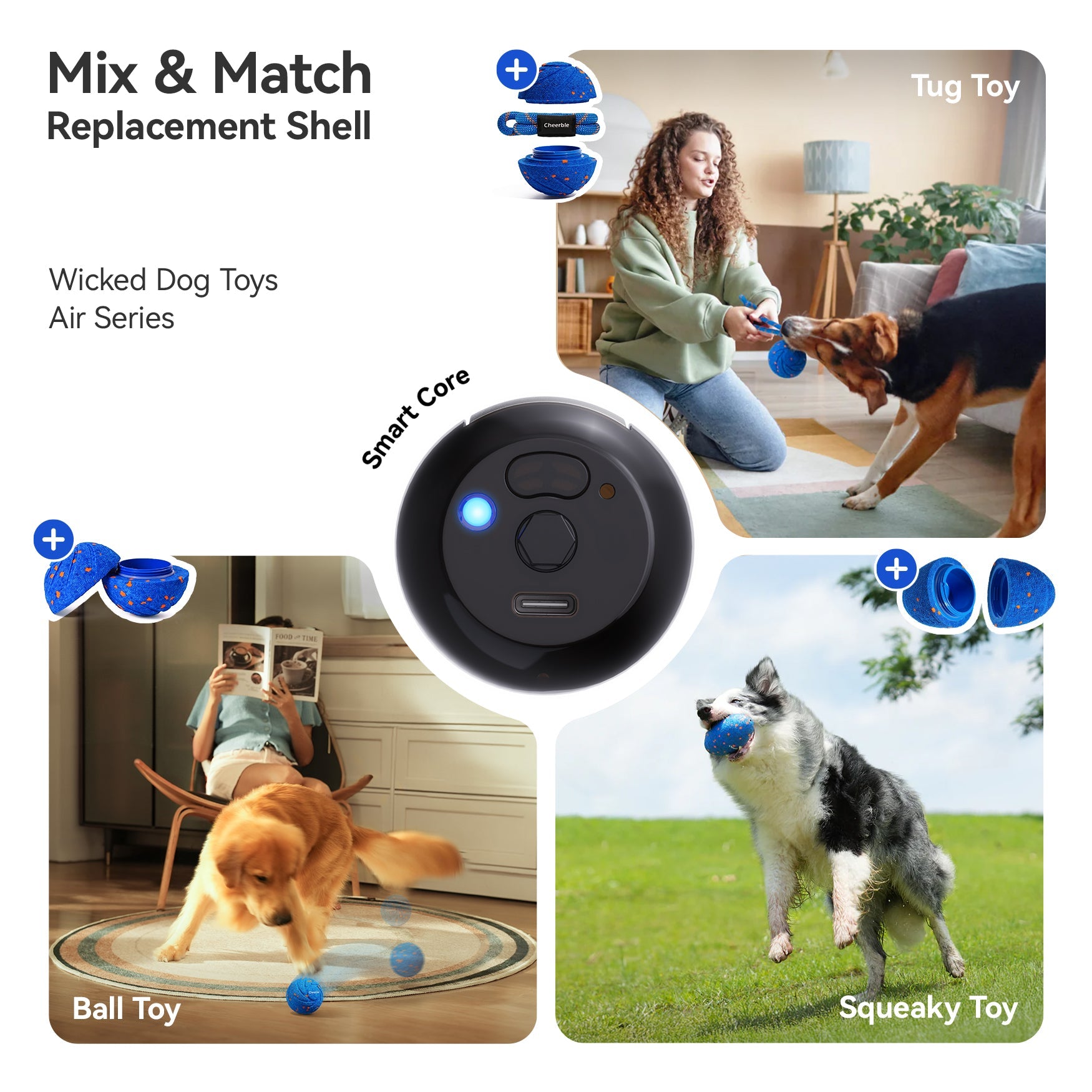 Creeble® Wicked Rugby Interactive Dog Toy – Smart Moving Squeaky Fetch Toy