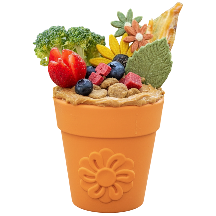 SodaPup Flower Pot Treat Dispenser for Dogs – Durable Rubber Enrichment Toy for Power Chewers