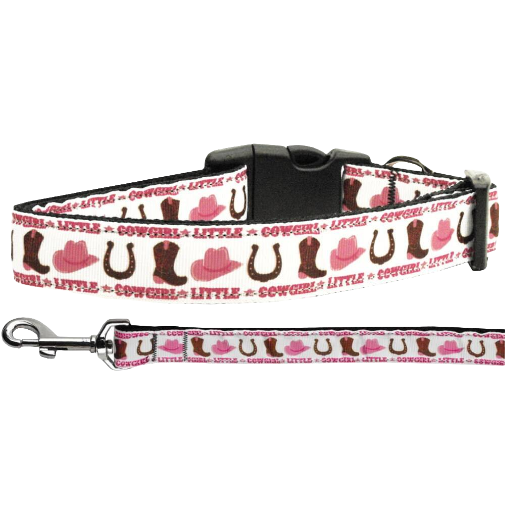 Little Cowgirl Pet Collar & Leash Set – Durable Nylon for Dogs & Cats