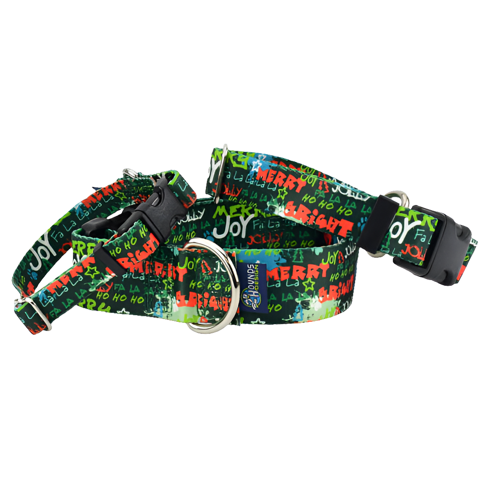 Holiday Graffiti Buckle Martingale Dog Collar – 2 Hounds Design | EarthStyle Collection