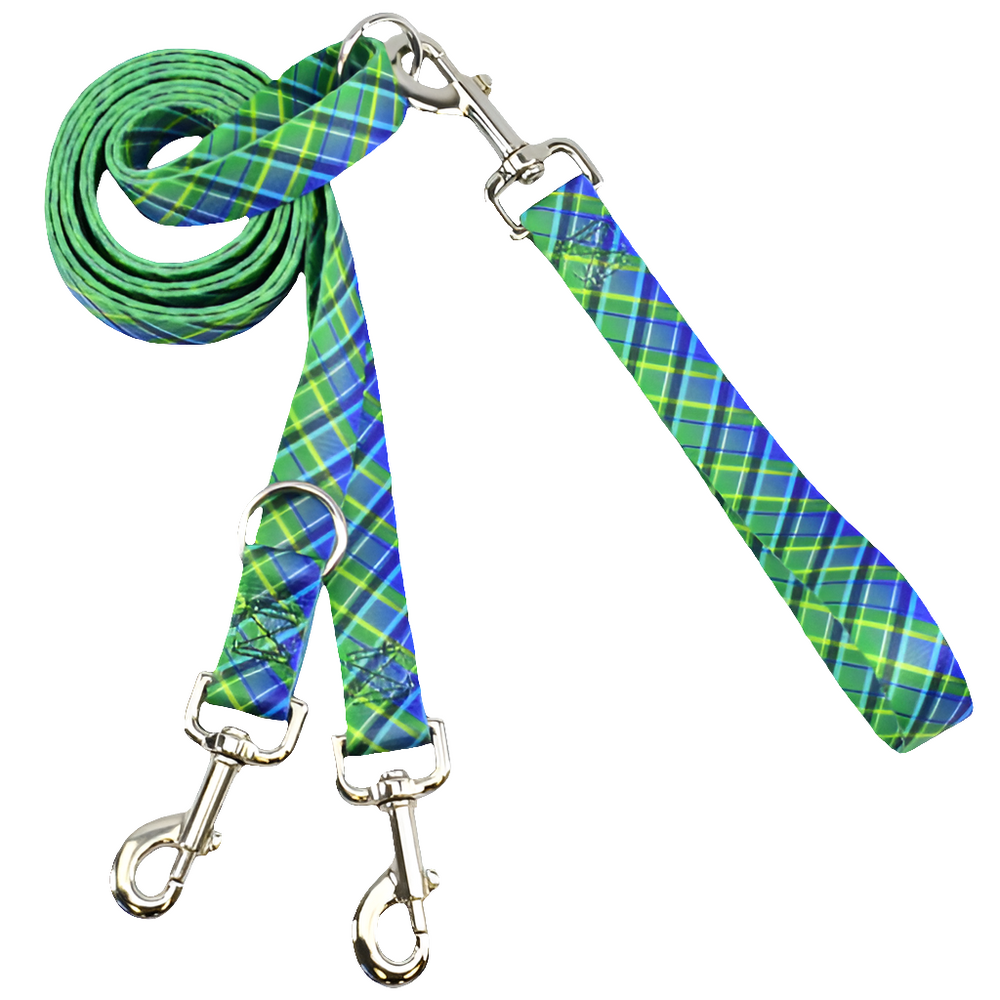 Electric Glow Green Plaid Double Connection Dog Leash – EarthStyle by 2 Hounds Design