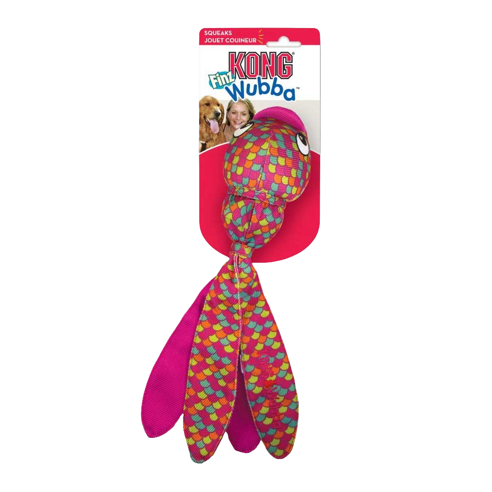 KONG Wubba Finz Dog Toy – Durable & Fun Interactive Play - Pink