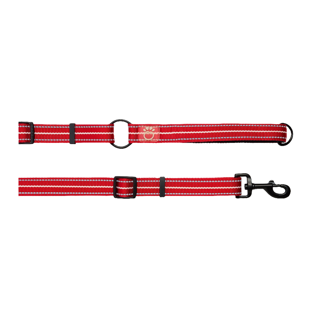 GF PET® Reflective 6-in-1 Dog Leash – High Visibility, Durable Red Nylon, Adjustable, Multi-Way Wear