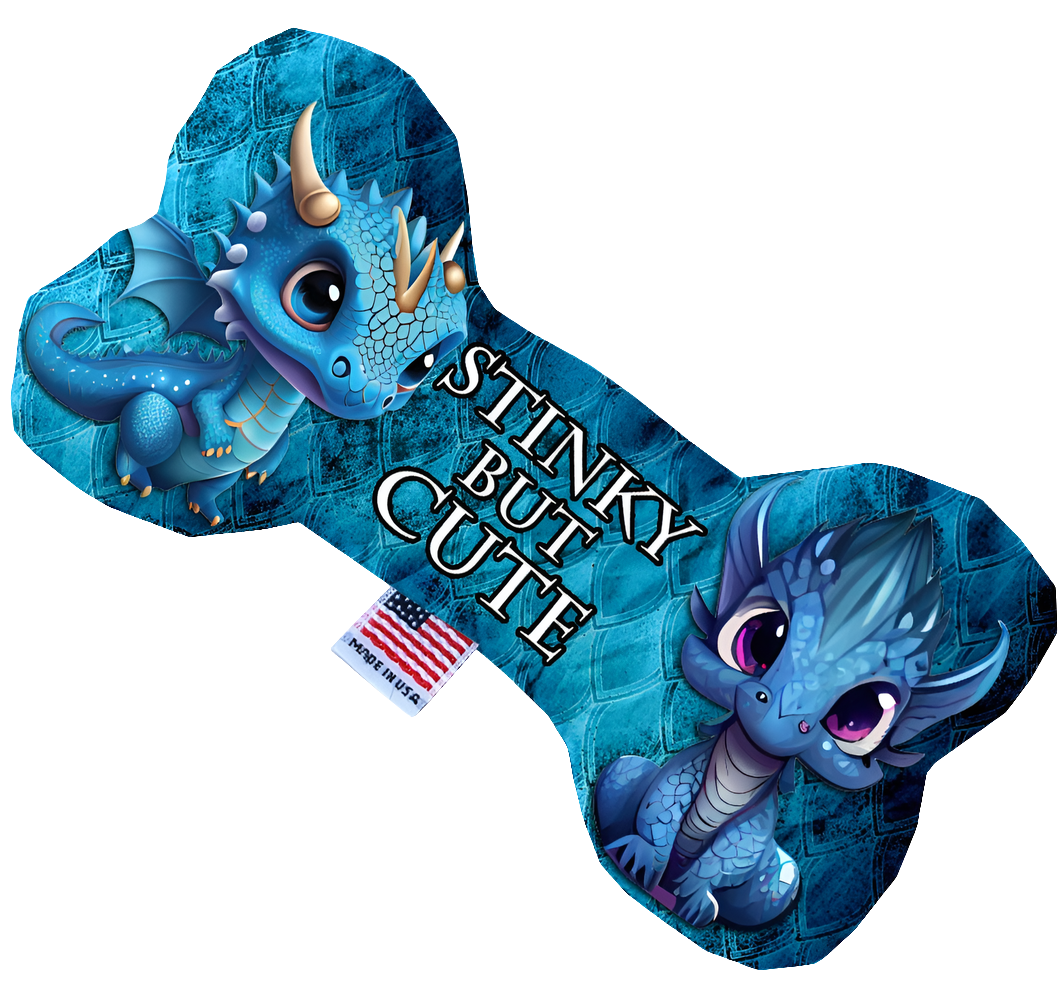 Dragon-Themed Plush Heart & Bone Dog Toys – Multiple Sizes & Patterns Available!
