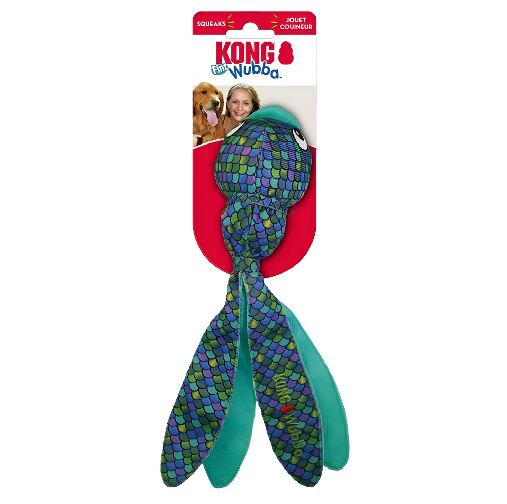 KONG Wubba Finz Dog Toy – Durable & Fun Interactive Play - Blue
