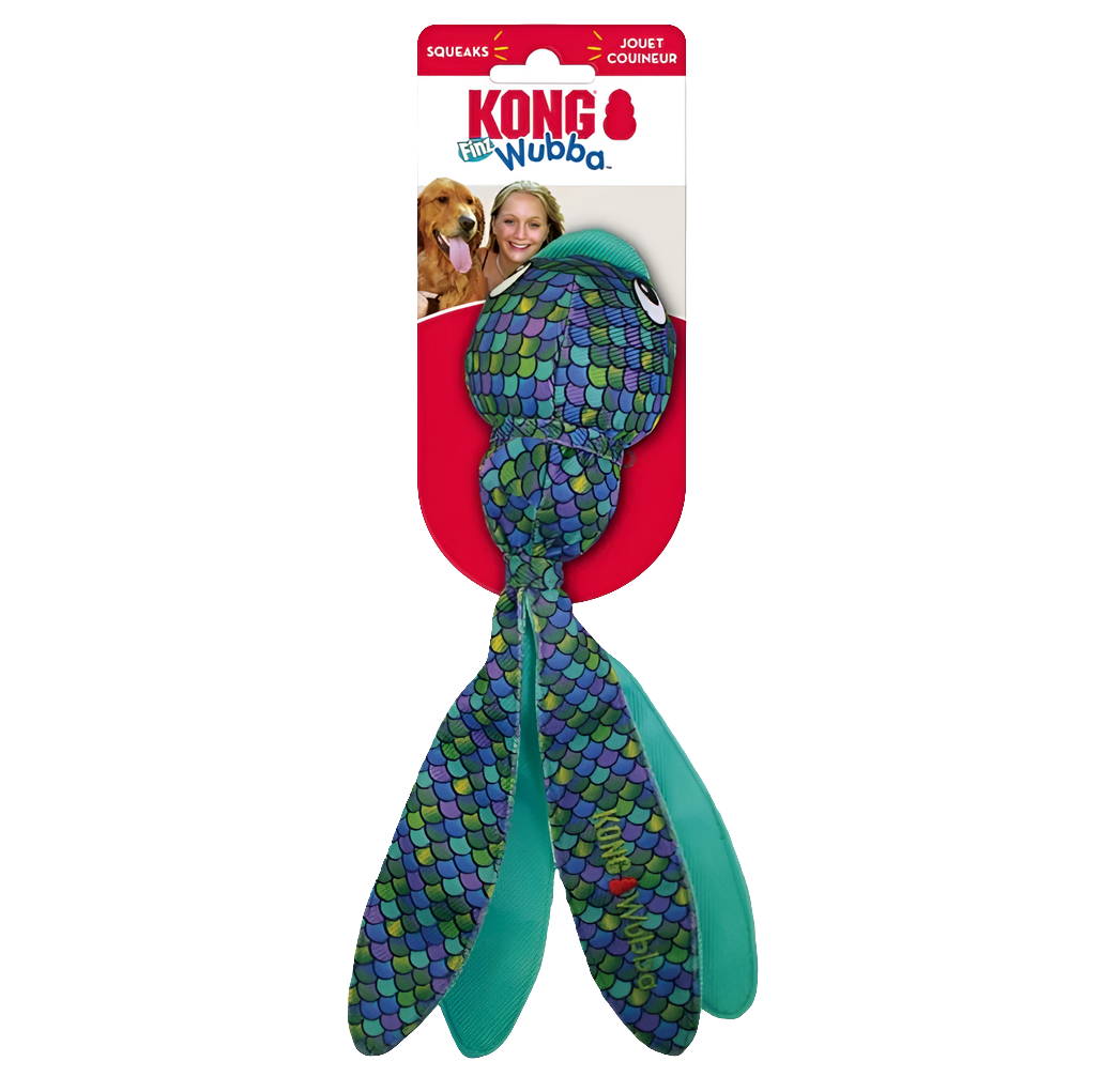 KONG Wubba Finz Dog Toy – Durable & Fun Interactive Play - Blue