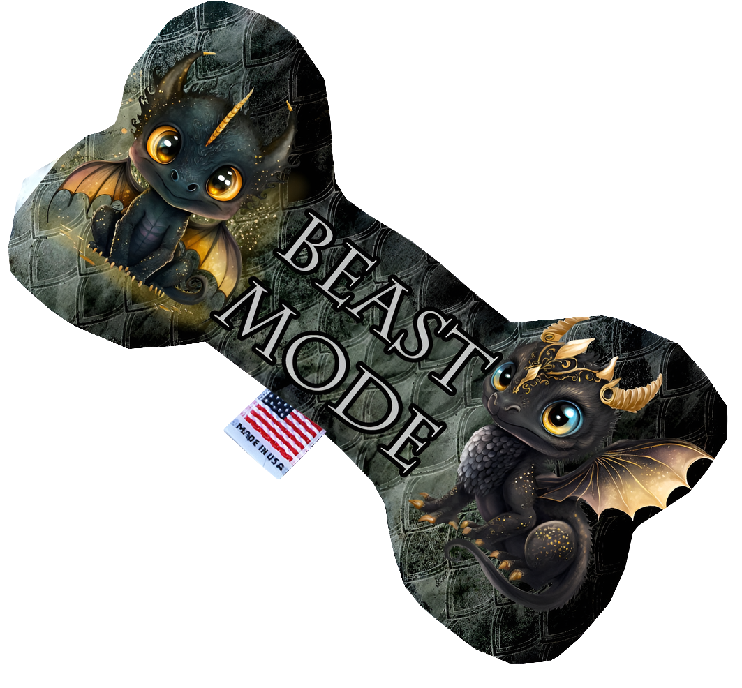 Dragon-Themed Plush Heart & Bone Dog Toys – Multiple Sizes & Patterns Available!