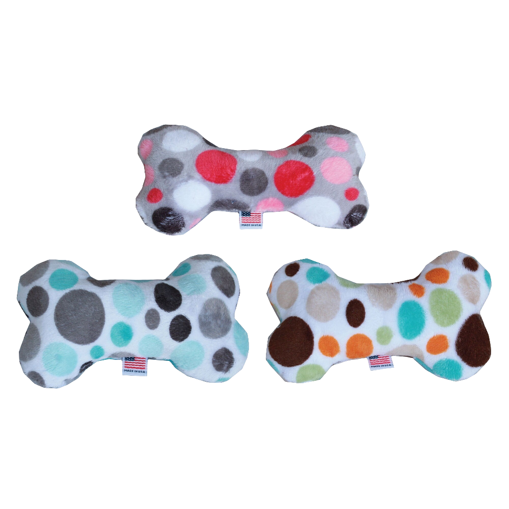 6-Inch Plush Bone Toy for Dogs & Pets – 'Party Dots' Design
