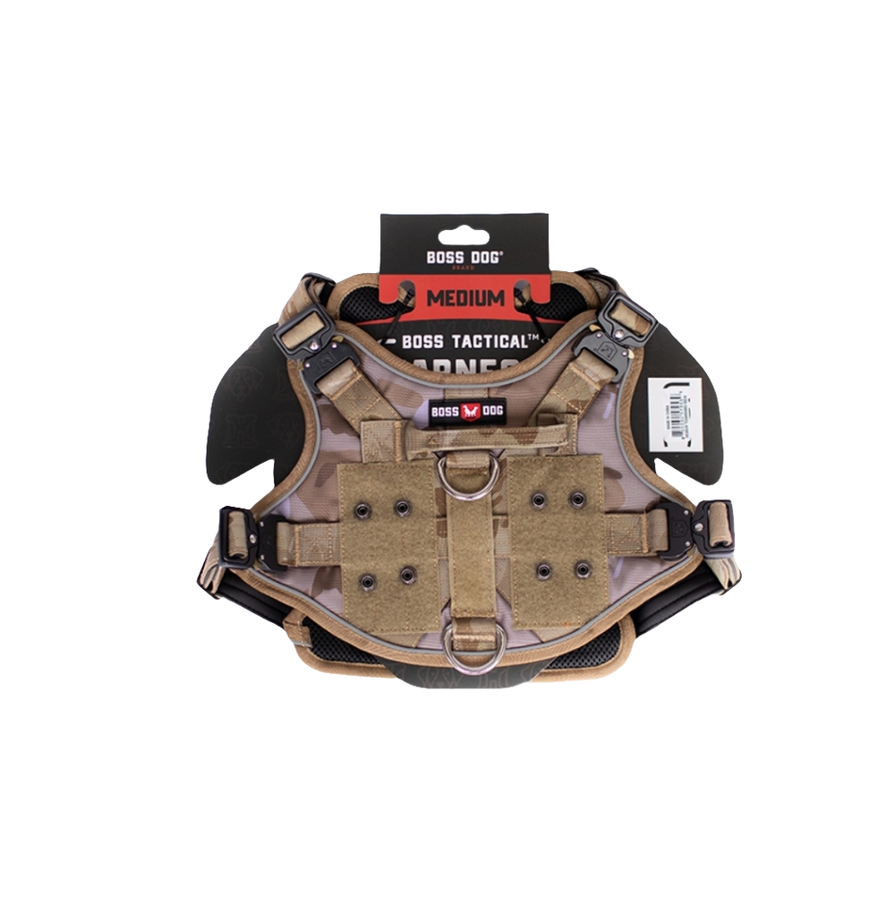 Boss Dog Tactical Dog Harness - Tan Camo | Durable & Adjustable