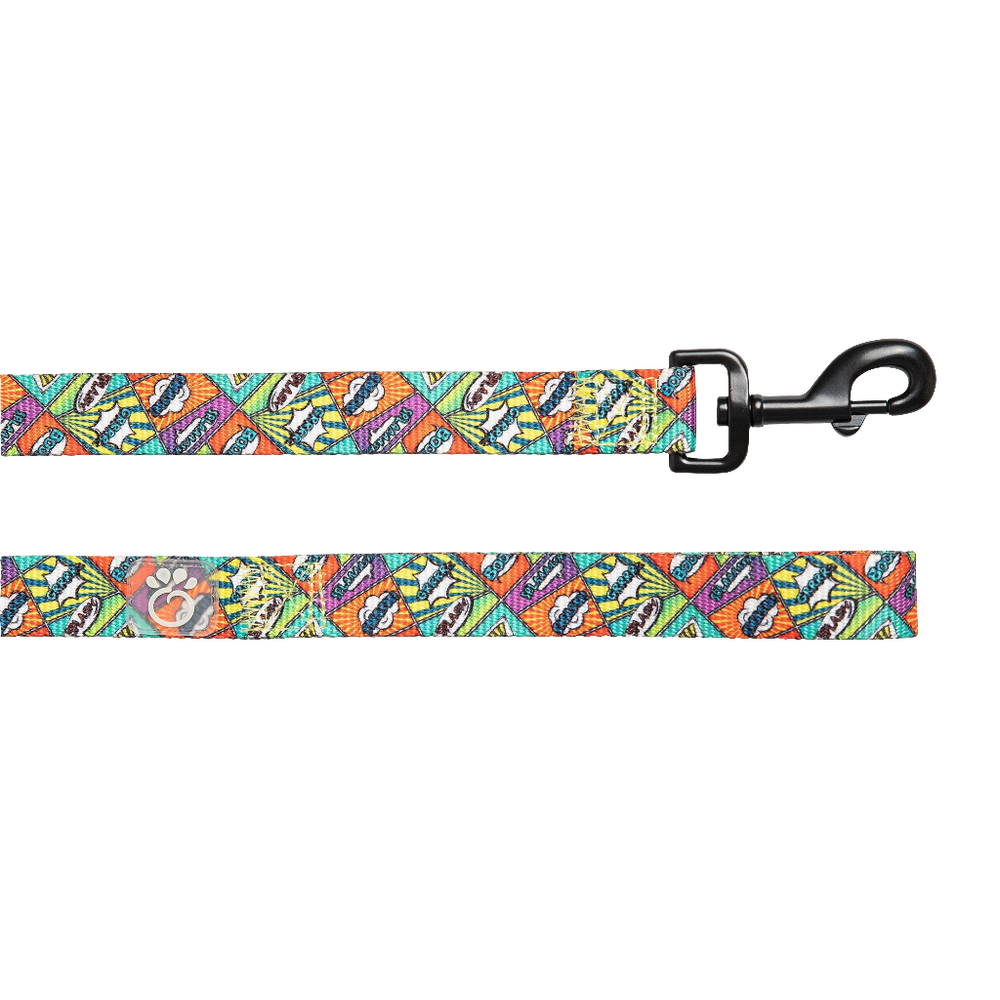 GF PET® Comic Book Dog Leash – Durable 6ft Nylon Leash with Fun Pop Art Design & Matching Collar Option