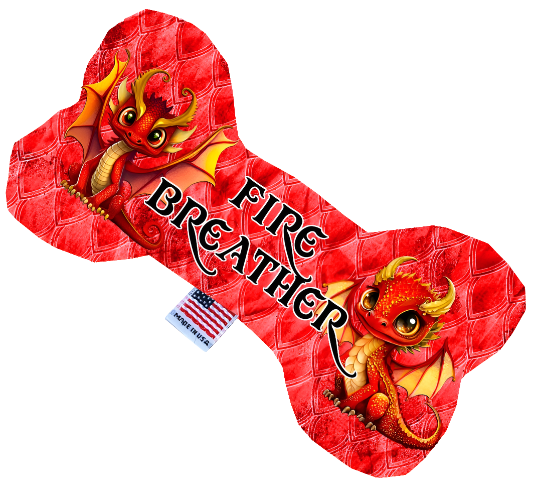 Dragon-Themed Plush Heart & Bone Dog Toys – Multiple Sizes & Patterns Available!