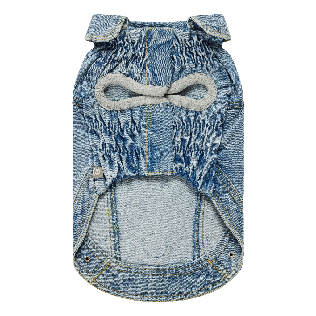 All-Season Light Wash Denim Dog Jacket – Adjustable Pet Coat with Elasto-Fit® for Perfect Comfort Fit