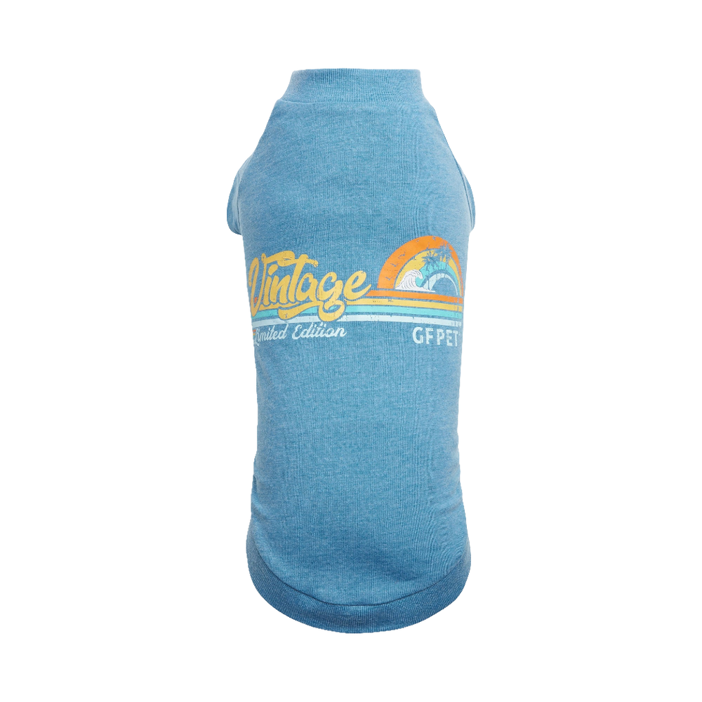 GF PET® Vintage Blue Dog T-Shirt – Soft Graphic Tee for Dogs | Lightweight, Stylish Pet Apparel for Everyday Wear