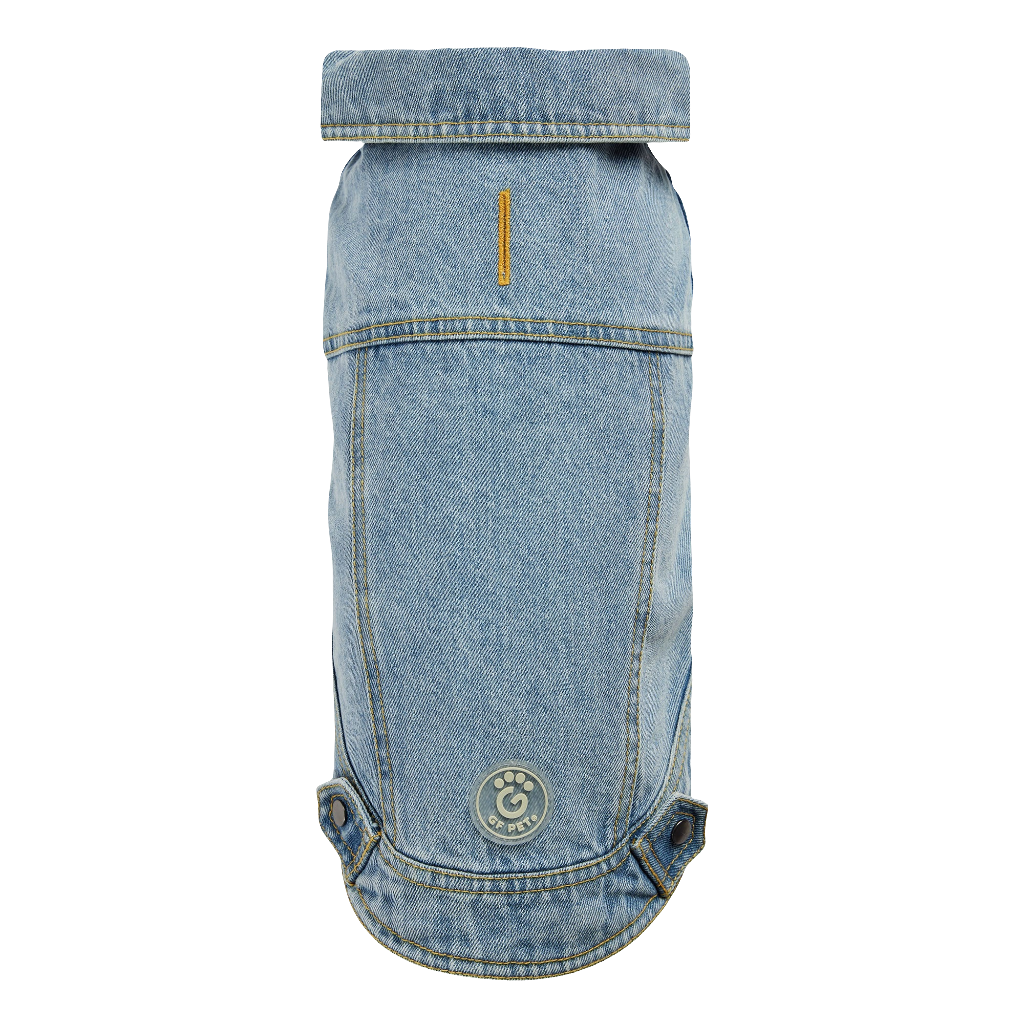 All-Season Light Wash Denim Dog Jacket – Adjustable Pet Coat with Elasto-Fit® for Perfect Comfort Fit