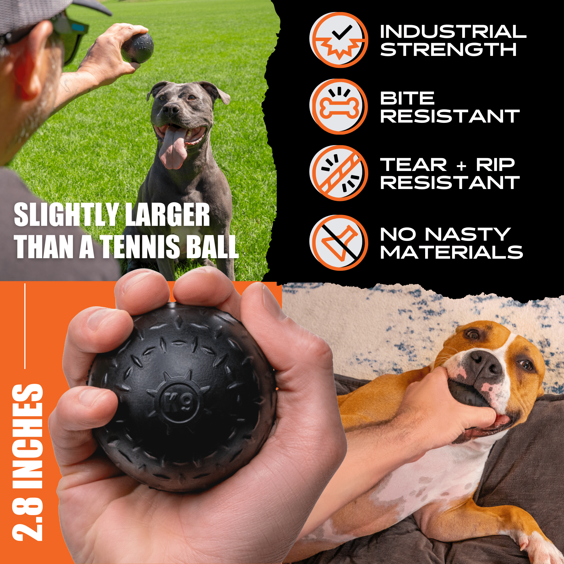 Monster K9 Beast Ball – Ultra-Durable Natural Rubber Ball for Aggressive Chewers
