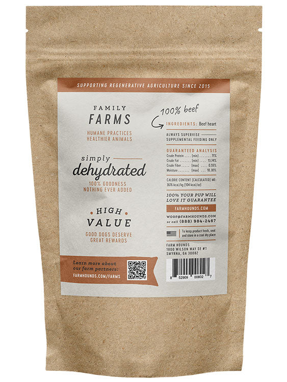 Farm Hounds Beef Heart Dog Treats – 100% Pasture-Raised, Single-Ingredient, Organ Meat