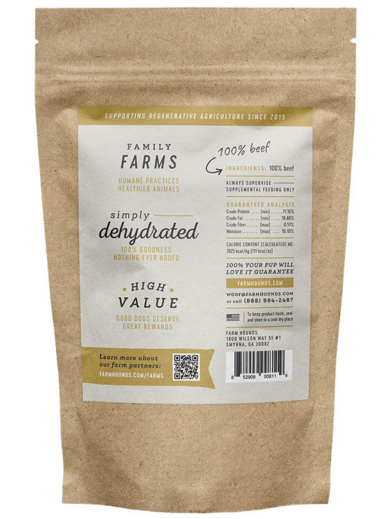 Farm Hounds Beef Jerky Dog Treats – 100% Grass-Fed, Pasture-Raised, Single Ingredient