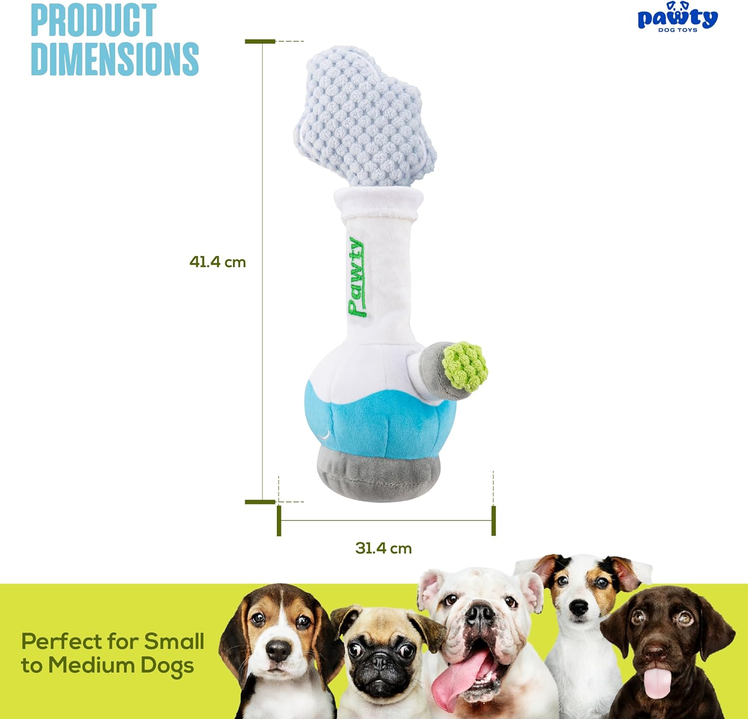 PAWTYBong Interactive Plush Dog Toy – Squeaky Snuffle Toy for Small & Medium Dogs
