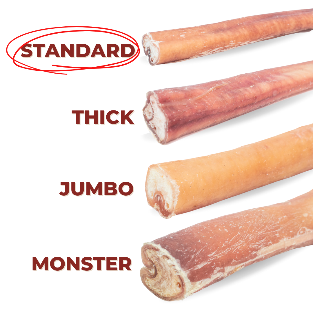6-Inch Standard Bully Sticks – Natural Beef Dog Chews for Small & Medium Dogs