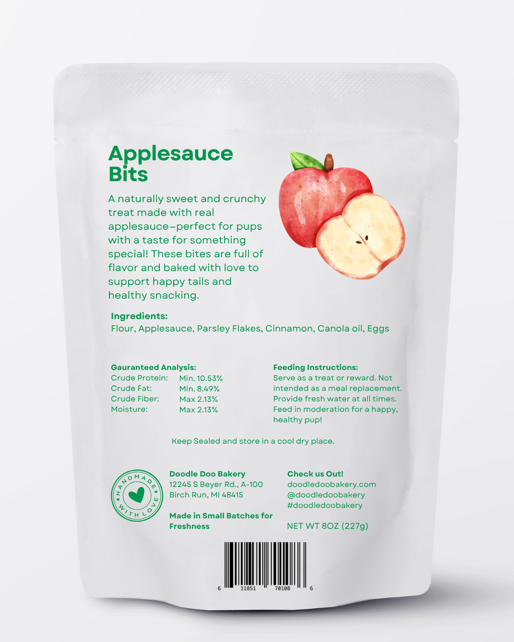 Apple Bits Dog Biscuits – All-Natural Apple & Cinnamon Crunchy Dog Treats (1/2 Ib)