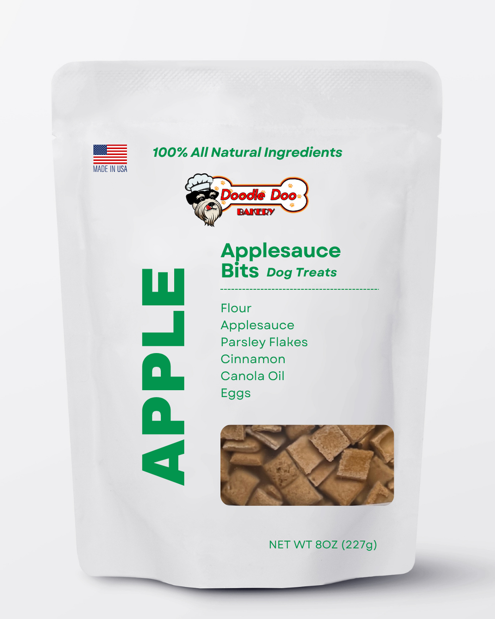 Apple Bits Dog Biscuits – All-Natural Apple & Cinnamon Crunchy Dog Treats (1/2 Ib)