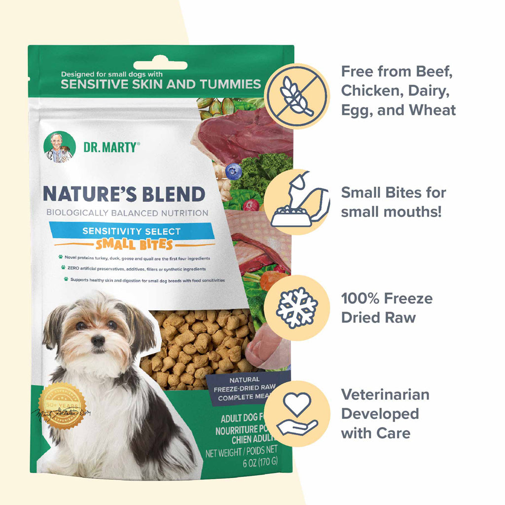 Dr. Marty Nature’s Blend Sensitivity Select Small Bites Freeze-Dried Raw Dog Food
