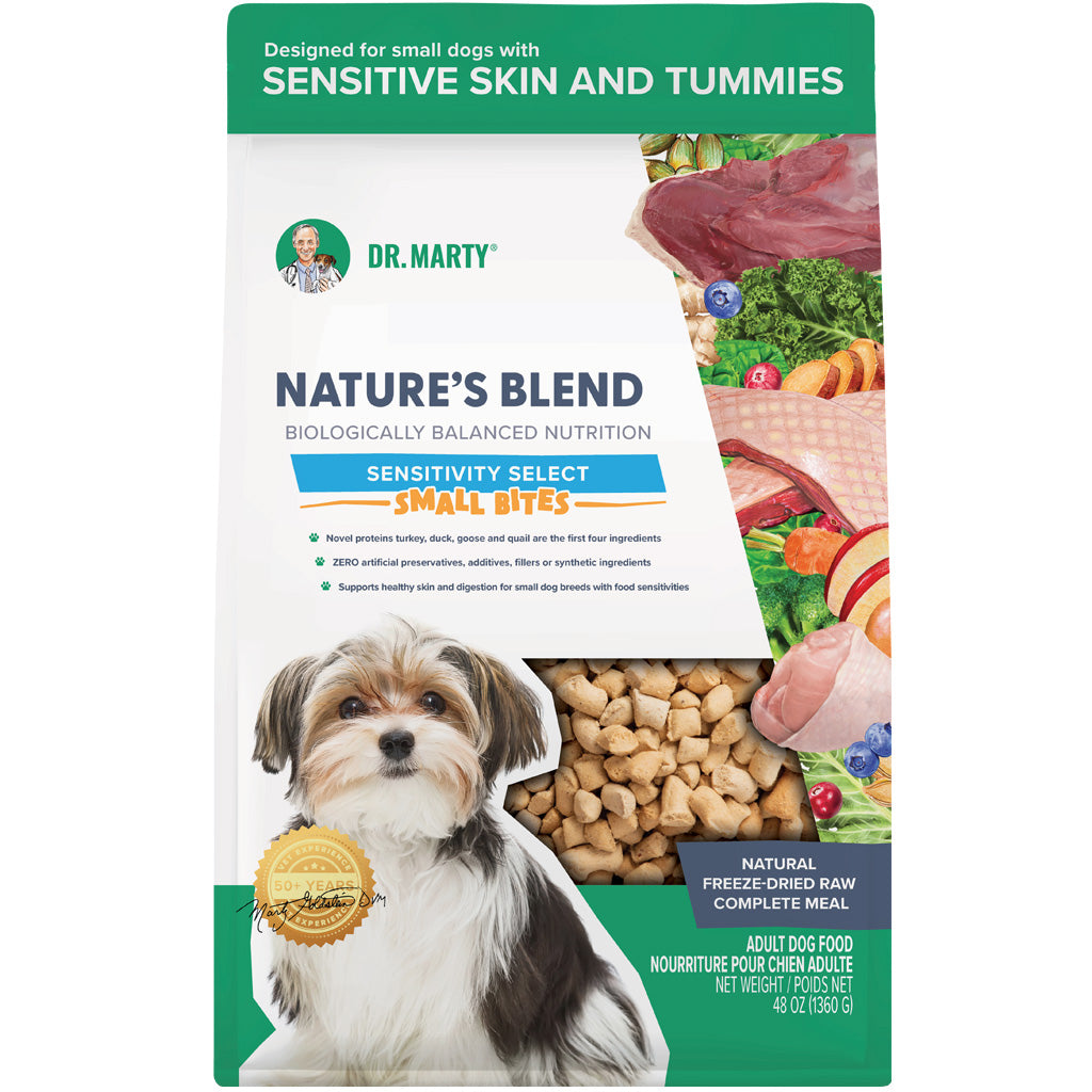 Dr. Marty Nature’s Blend Sensitivity Select Small Bites Freeze-Dried Raw Dog Food