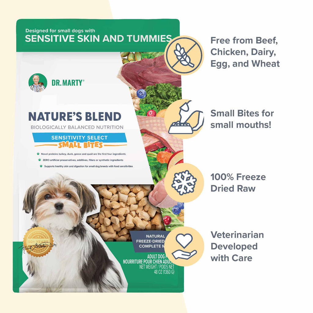 Dr. Marty Nature’s Blend Sensitivity Select Small Bites Freeze-Dried Raw Dog Food