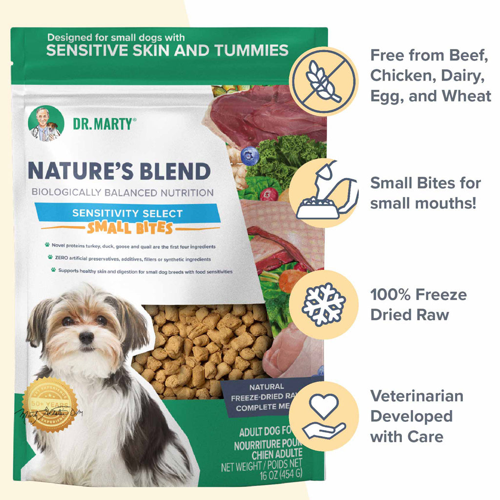 Dr. Marty Nature’s Blend Sensitivity Select Small Bites Freeze-Dried Raw Dog Food