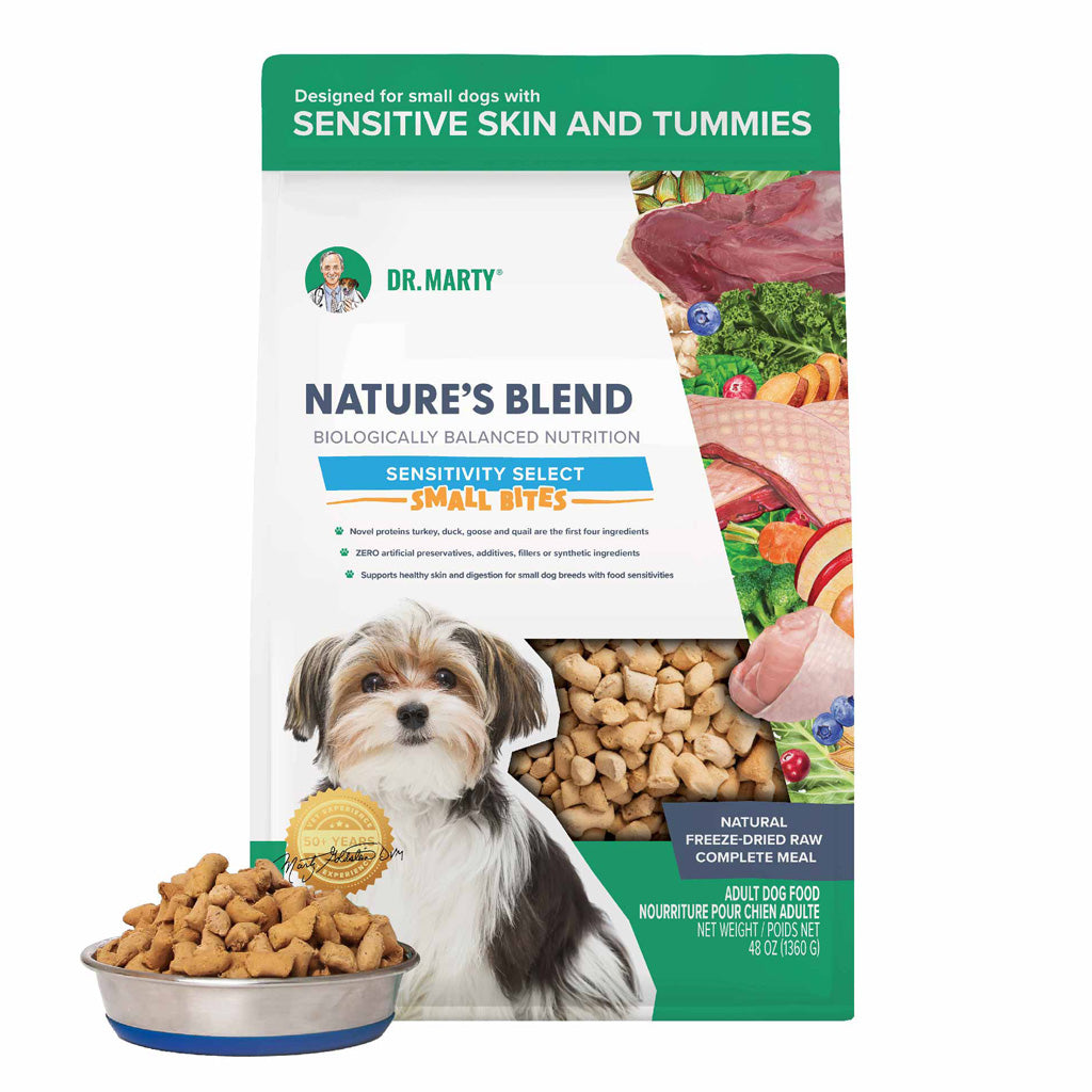 Dr. Marty Nature’s Blend Sensitivity Select Small Bites Freeze-Dried Raw Dog Food