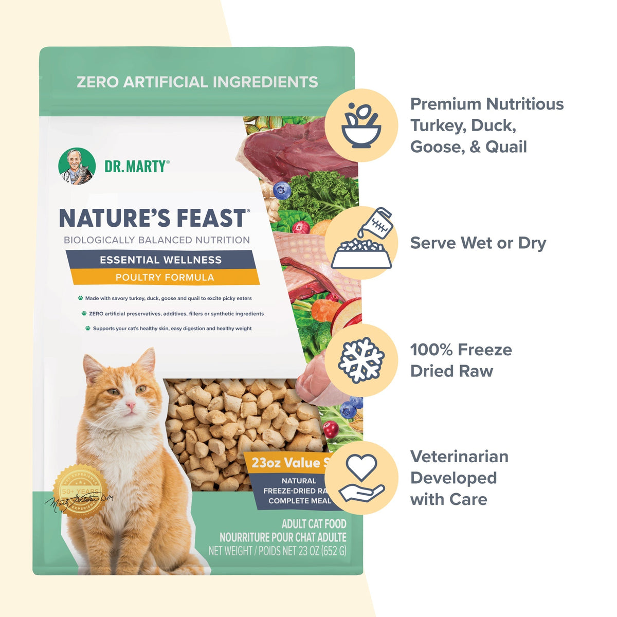Dr. Marty Nature's Feast Essential Wellness Poultry Freeze Dried Raw Cat Food