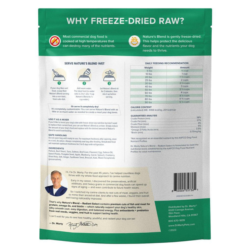 Dr. Marty Nature's Radiant Select Freeze Dried Raw Dog Food for Skin & Coat