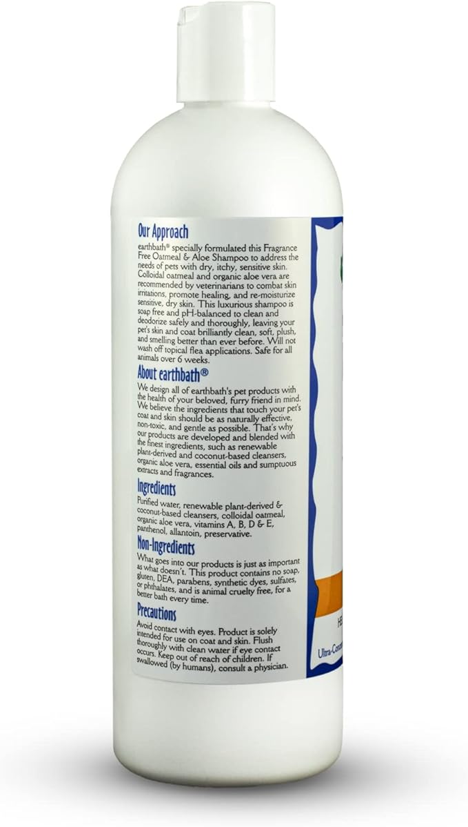 Oatmeal & Aloe Fragrance-Free Shampoo by Earthbath, 16 oz