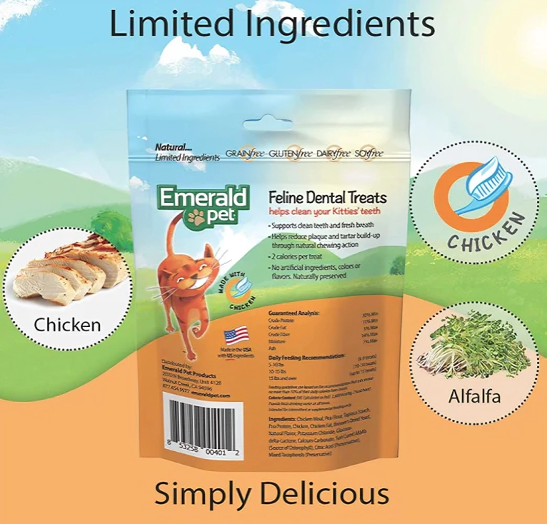 Dental Treats for Cats - Emerald Pet Feline Oral Health Snacks