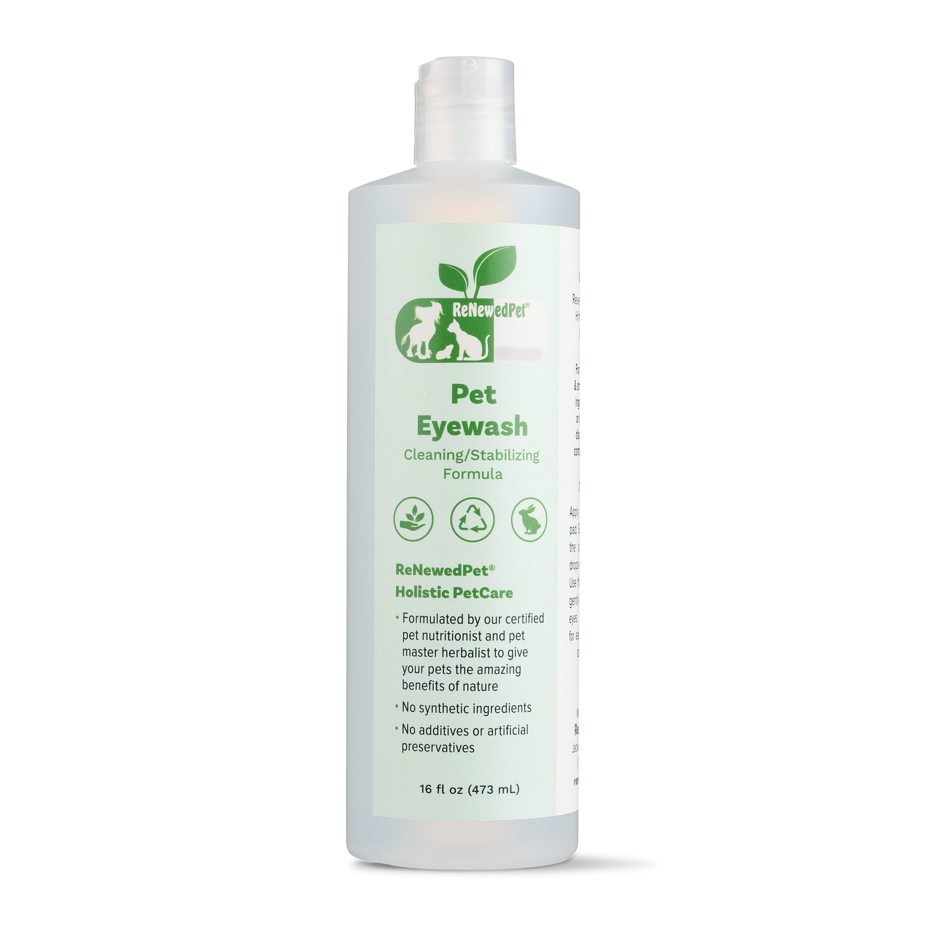 ReNewedPet® Natural Pet Eyewash with Reusable Cotton Pads – Organic Daily Eye Cleaner for Dogs & Cats