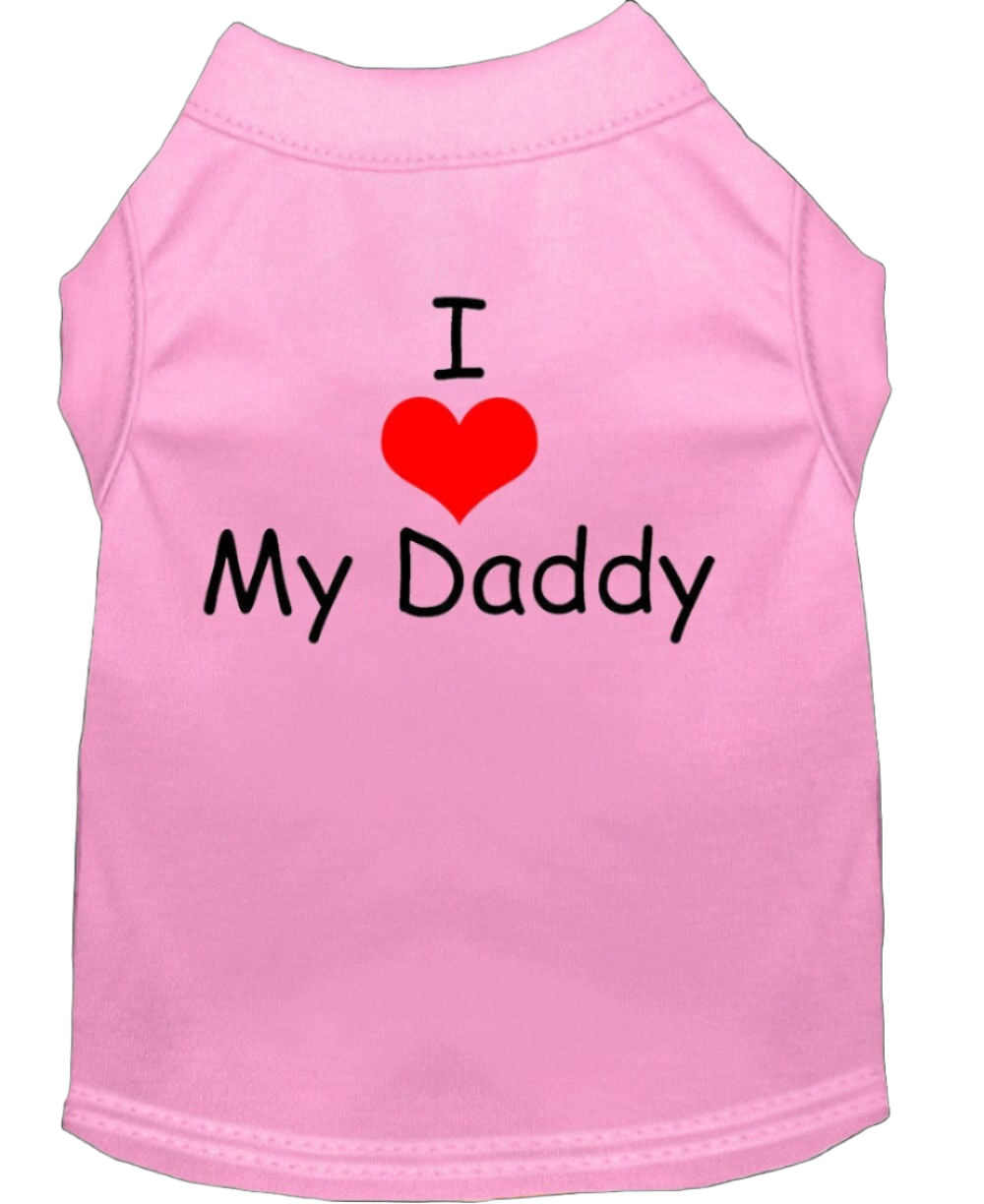 Screen Printed Pet Dog & Cat Shirt - 'I Love My Daddy' Design'