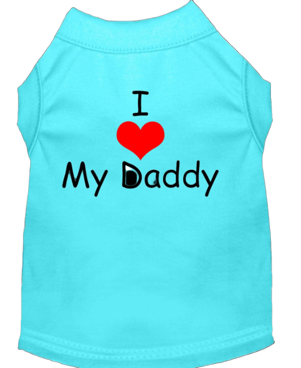 Screen Printed Pet Dog & Cat Shirt - 'I Love My Daddy' Design'