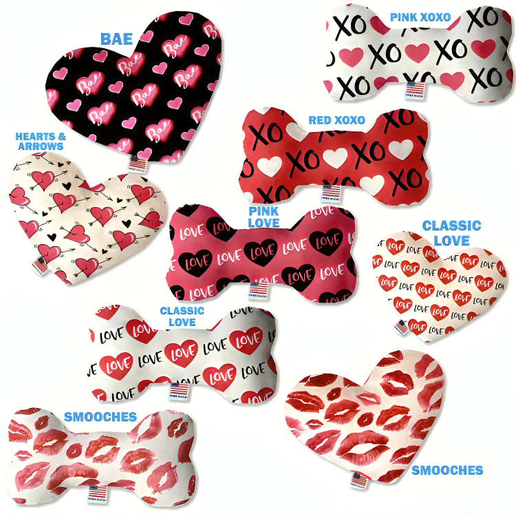 Love Paws Collection: Heart and Bone-Shaped Plush Valentine Day Toys for Pets
