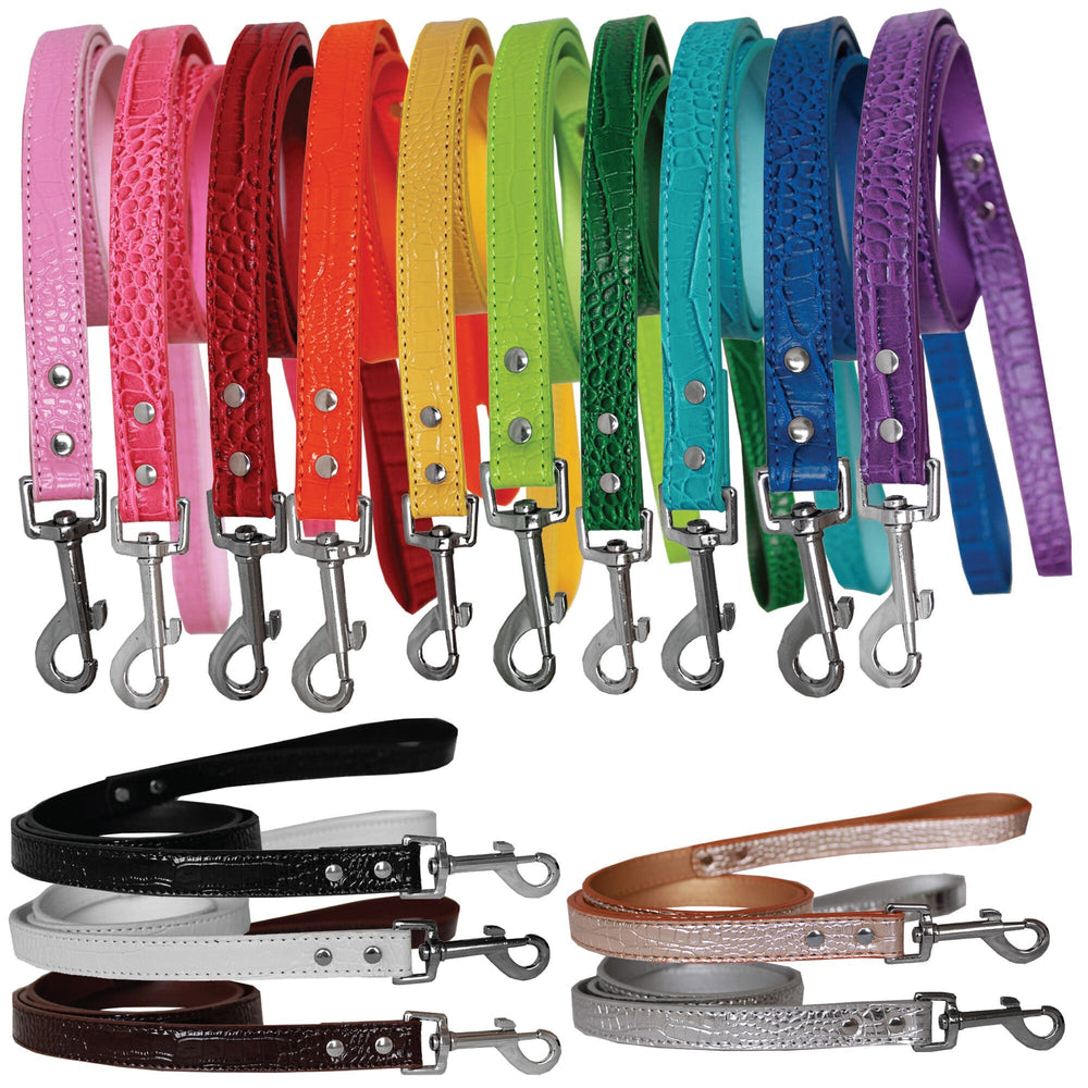 Designer Croc-Style Leash for Dogs & Puppies - Premium Plain Leather Look