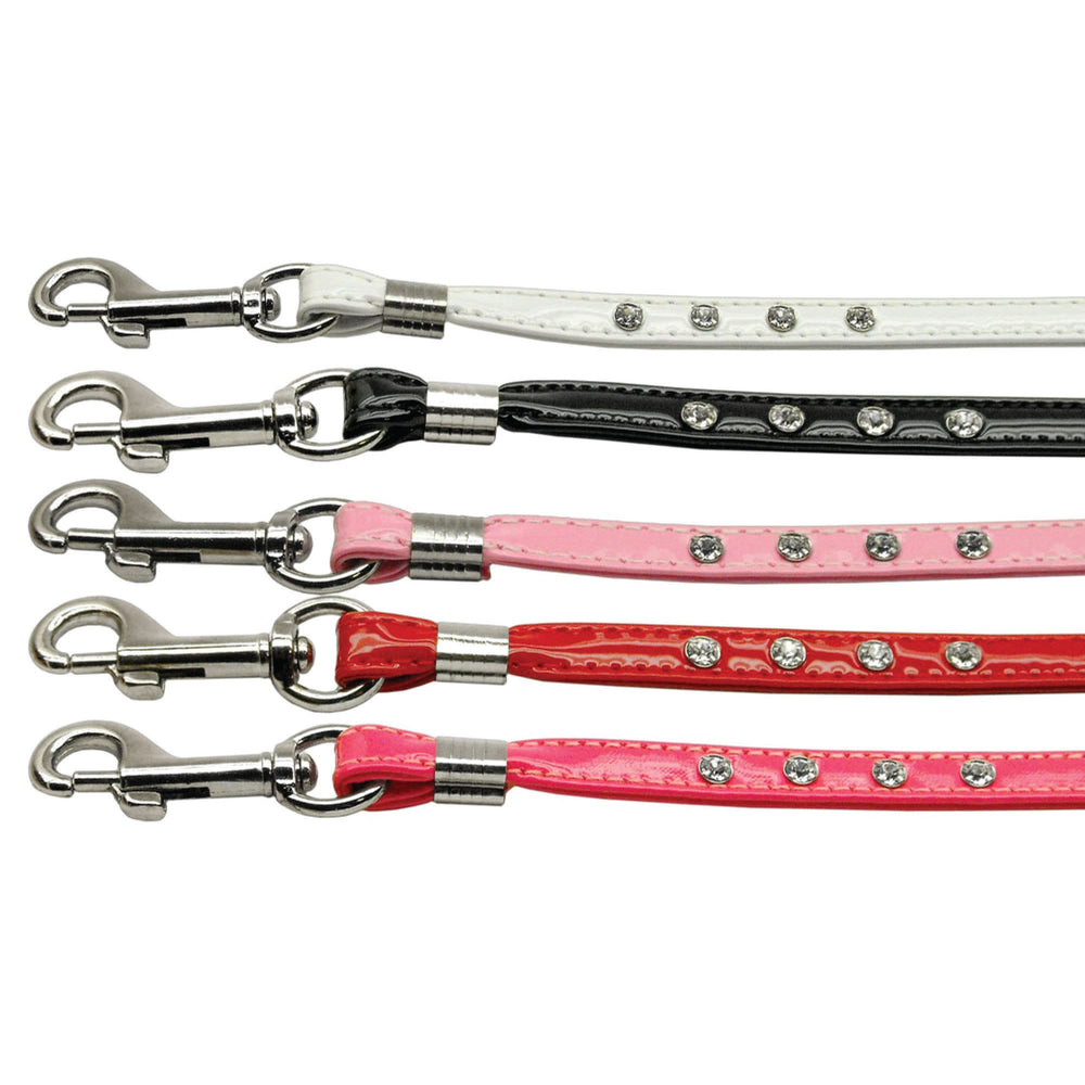 Stylish Patent Leather Dog Leash with Sparkling Jewels – 3/8” Wide for Small Pets
