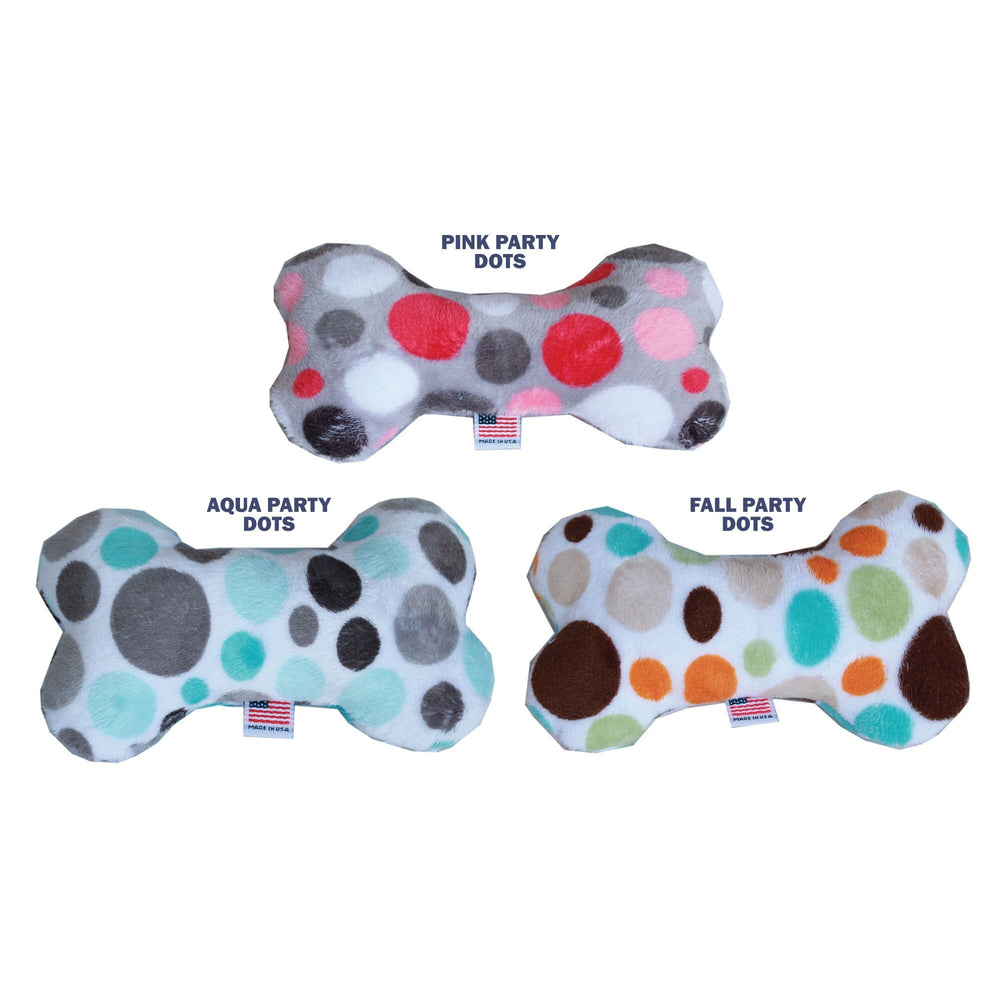 6-Inch Plush Bone Toy for Dogs & Pets – 'Party Dots' Design