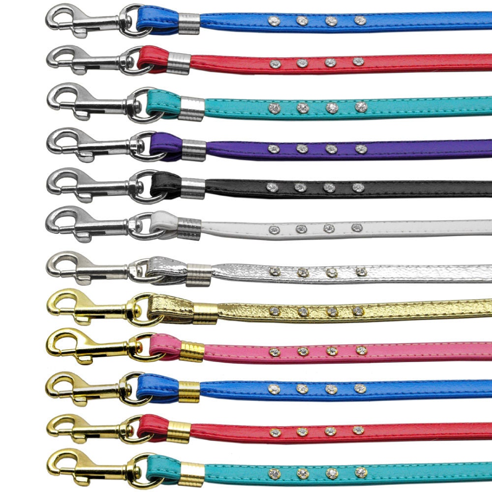 Clear Crystal Rhinestone Dog Leash – Gold or Silver Hardware