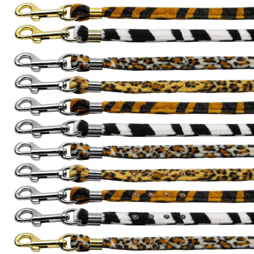Adjustable Dog, Puppy & Pet Leash – “Animal Print” Design | Available in Plain or Jeweled Style