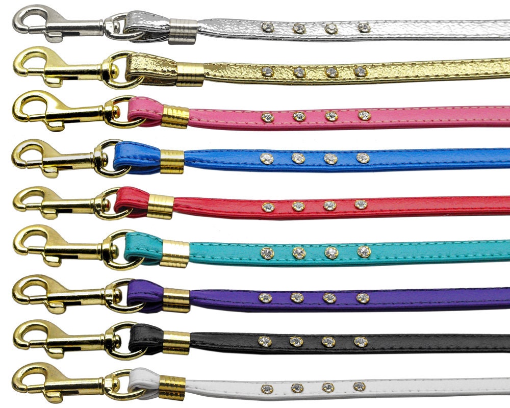 Clear Crystal Rhinestone Dog Leash – Gold or Silver Hardware