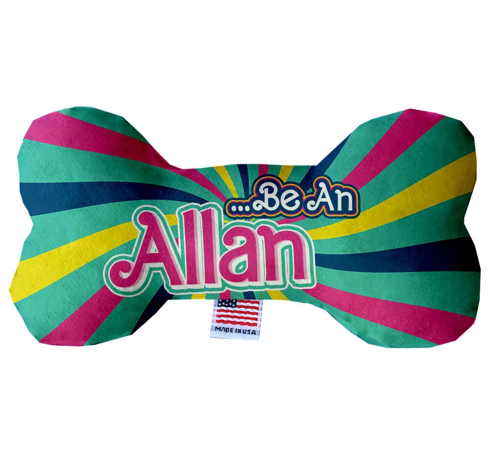 "Be An Allan" Plush Bone Dog Toy – Handmade, Double-Sided Squeaky Toy (USA Made)