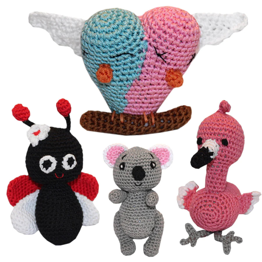 Valentine's Friends Group: Organic Cotton Knit Toys for Small Dogs - Eco-Friendly Playtime Fun