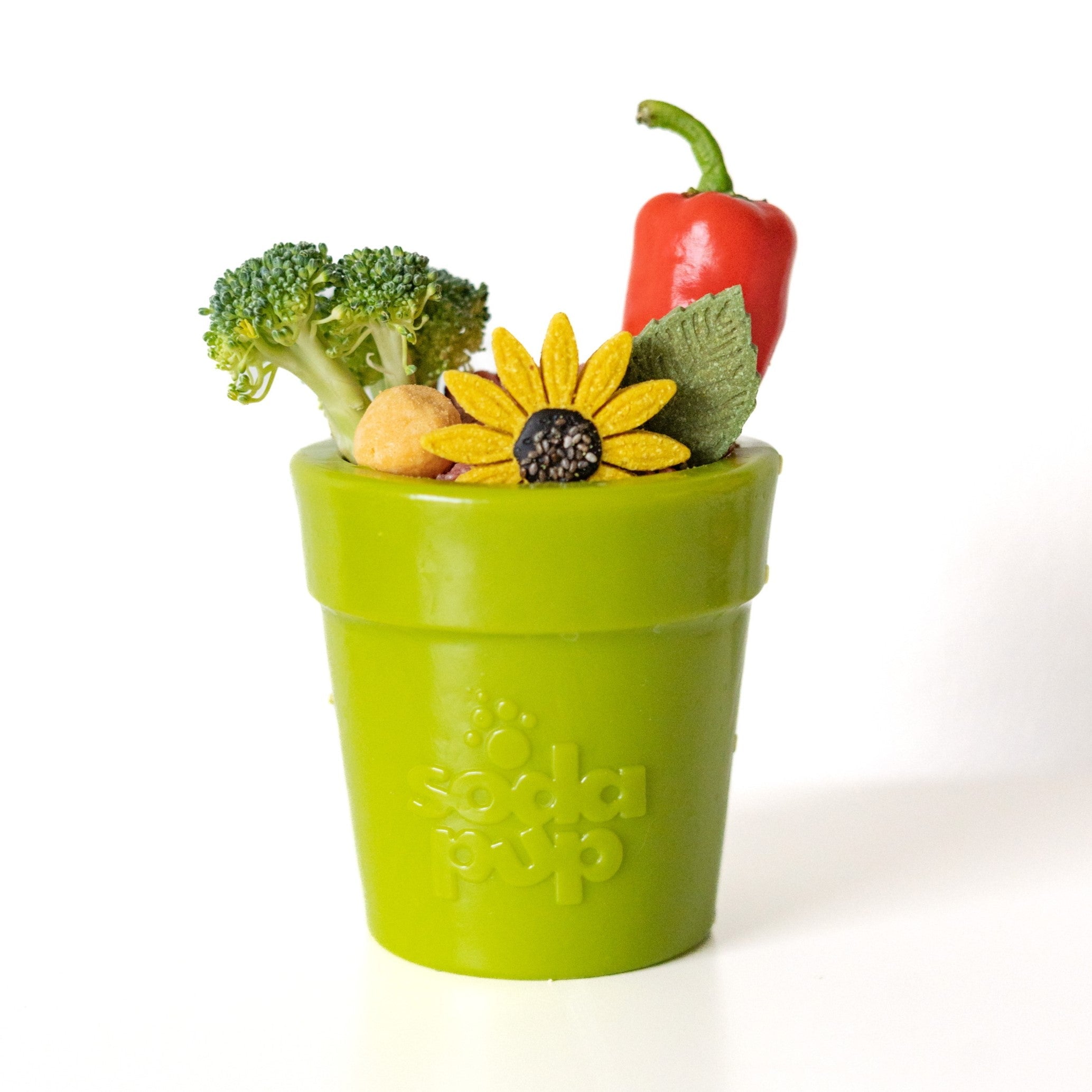 SodaPup Flower Pot Treat Dispenser for Dogs – Durable Rubber Enrichment Toy for Power Chewers