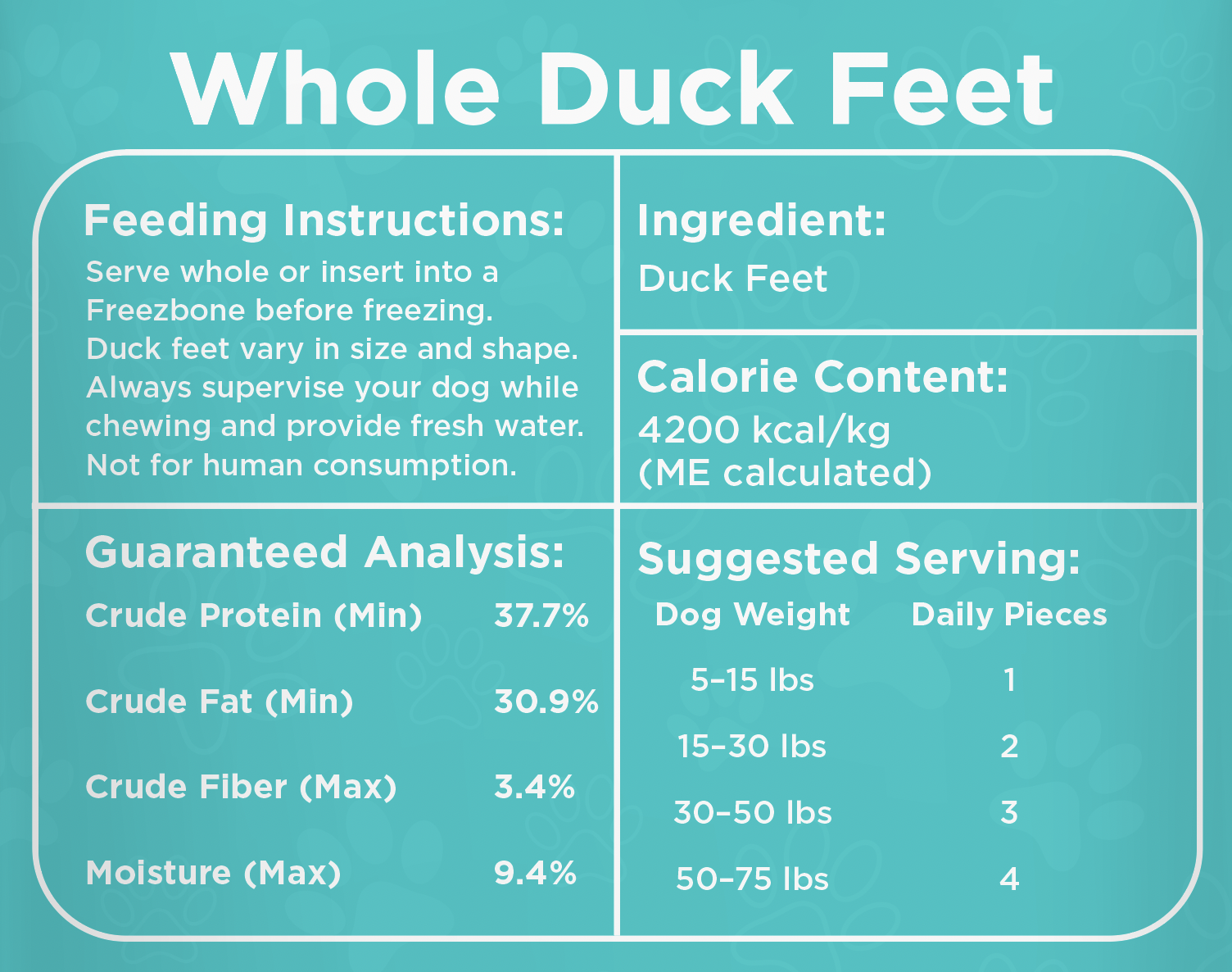 Freezbone Whole Duck Feet Dental Treats for Dogs – Human Grade, Single Ingredient