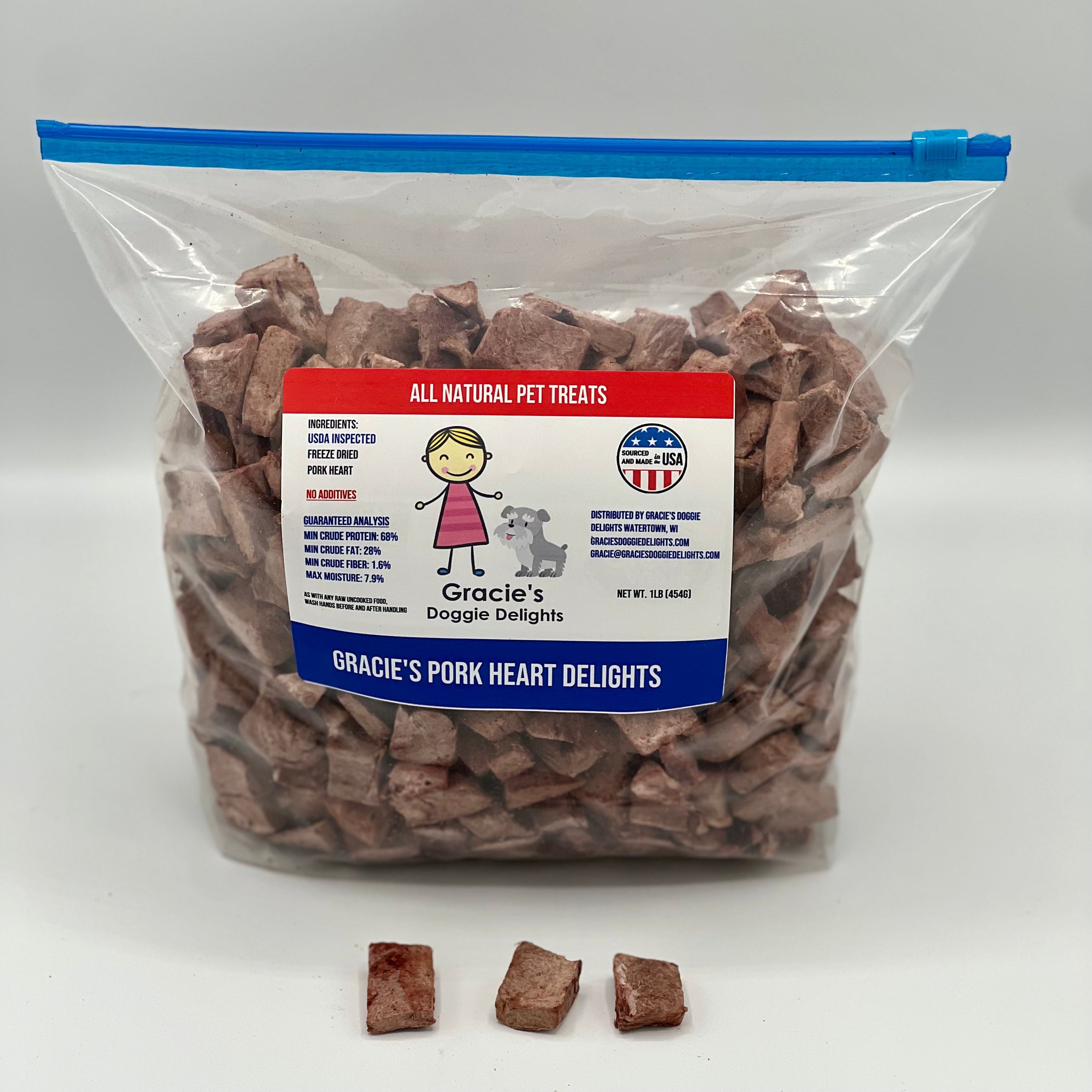 Gracie’s Pork Heart Delights – Freeze-Dried Raw Pork Heart Dog Treats