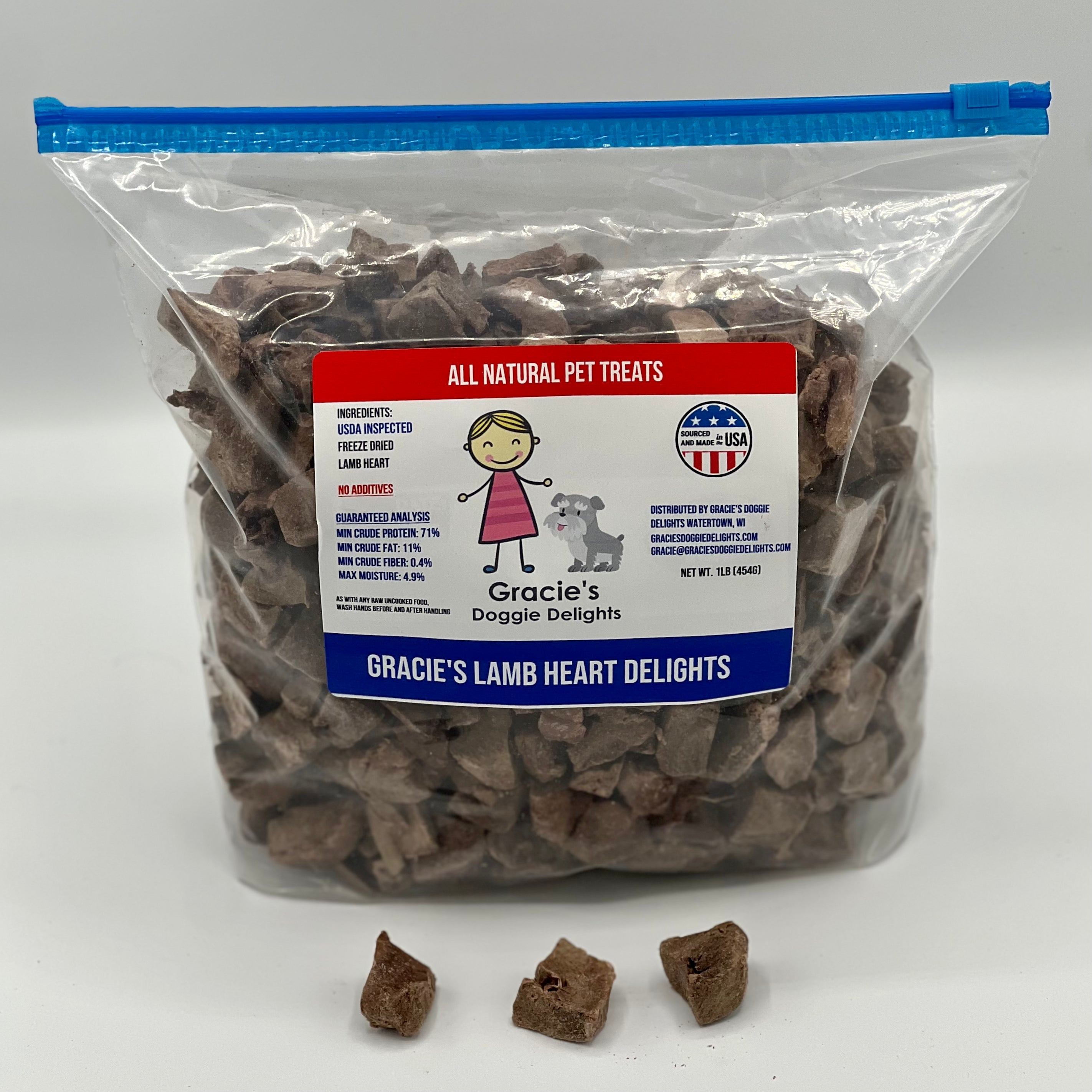 Gracie’s Lamb Heart Delights – Freeze-Dried Single-Ingredient Dog Treats